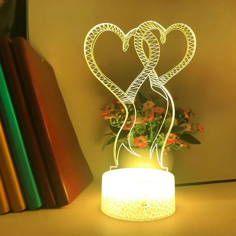 3D Herz LED-Lampe - Romantisches Nachtlicht mit Farbwechsel