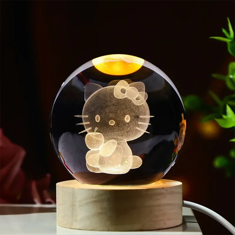Sanrio Hello Kitty oder Stitch Kristallkugel mit Licht, Geschenkidee kleine und große Kinder