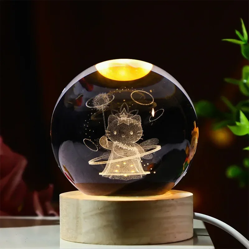 Sanrio Hello Kitty oder Stitch Kristallkugel mit Licht, Geschenkidee kleine und große Kinder