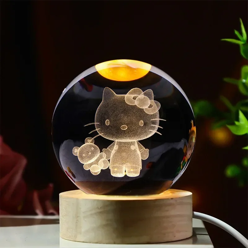 Sanrio Hello Kitty oder Stitch Kristallkugel mit Licht, Geschenkidee kleine und große Kinder