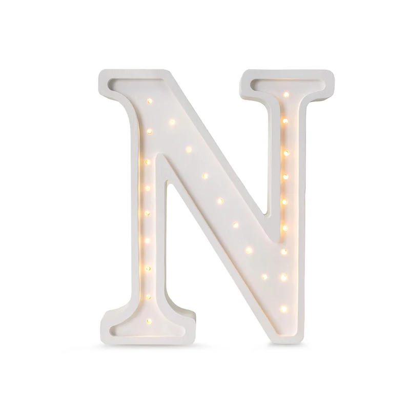 Little Lights Letter N Night Light | White