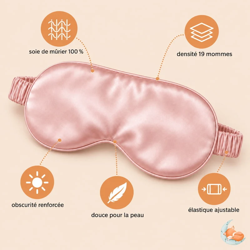 Masque de sommeil en soie de mûrier 100 %, 19 mommes