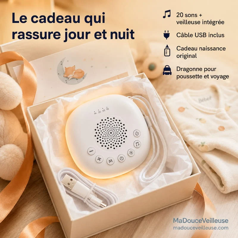 Veilleuse bébé Bruit Blanc 20 Sons avec minuteur - NoisyBox