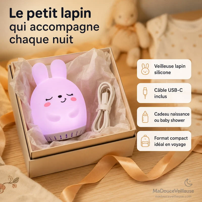 Veilleuse lapin à bruit blanc nomade - RabLight