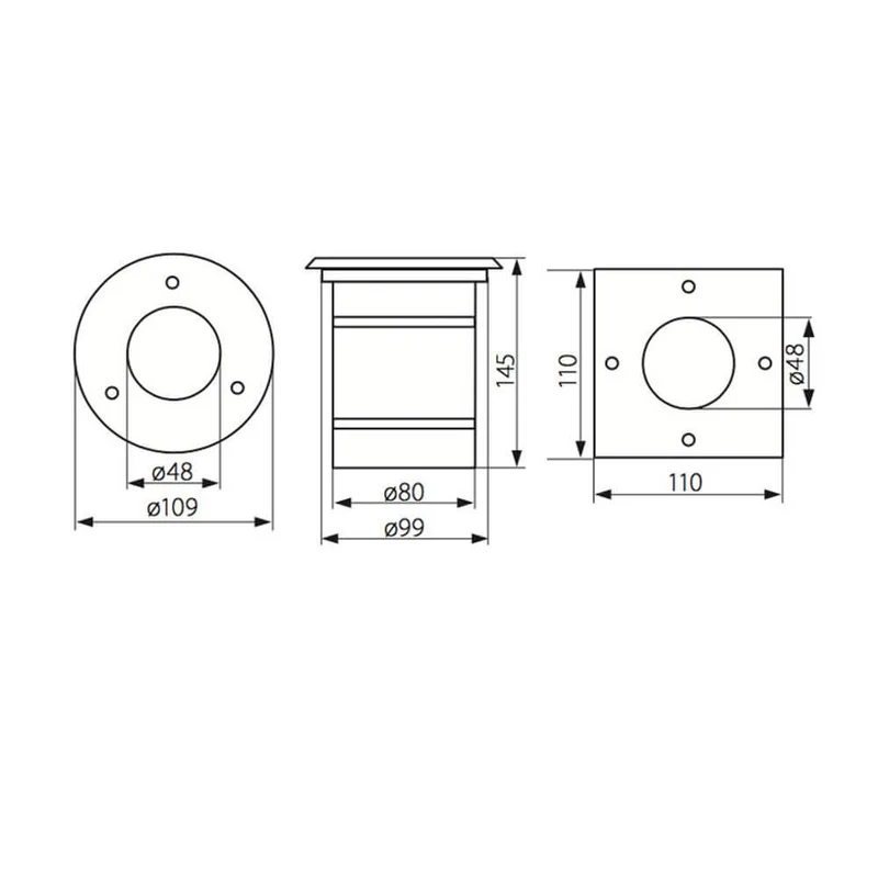 Level Edelstahl Bodeneinbaustrahler rund IP67