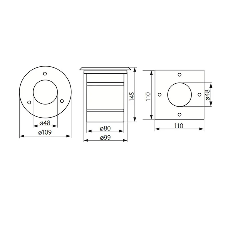 Level Edelstahl Bodeneinbaustrahler eckig IP67