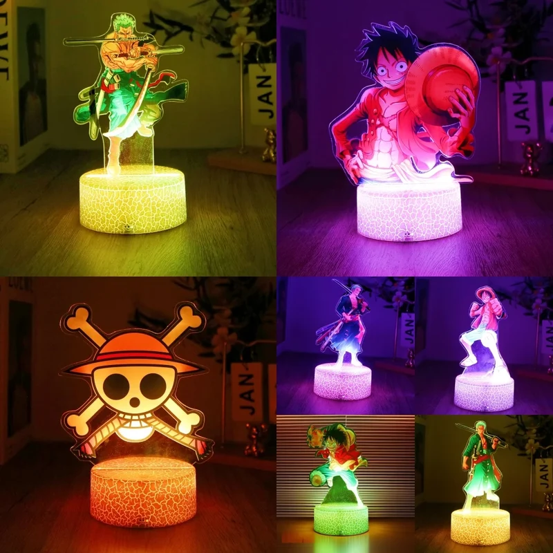Farbenfrohe One Piece Luffy Nachtlampen, Lampe