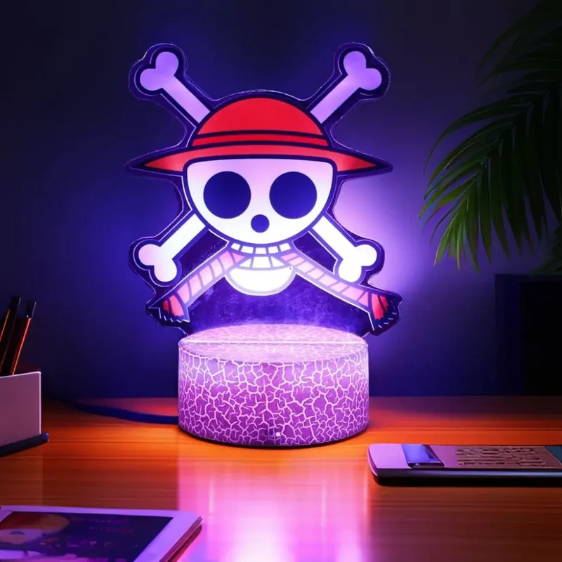 Farbenfrohe One Piece Luffy Nachtlampen, Lampe