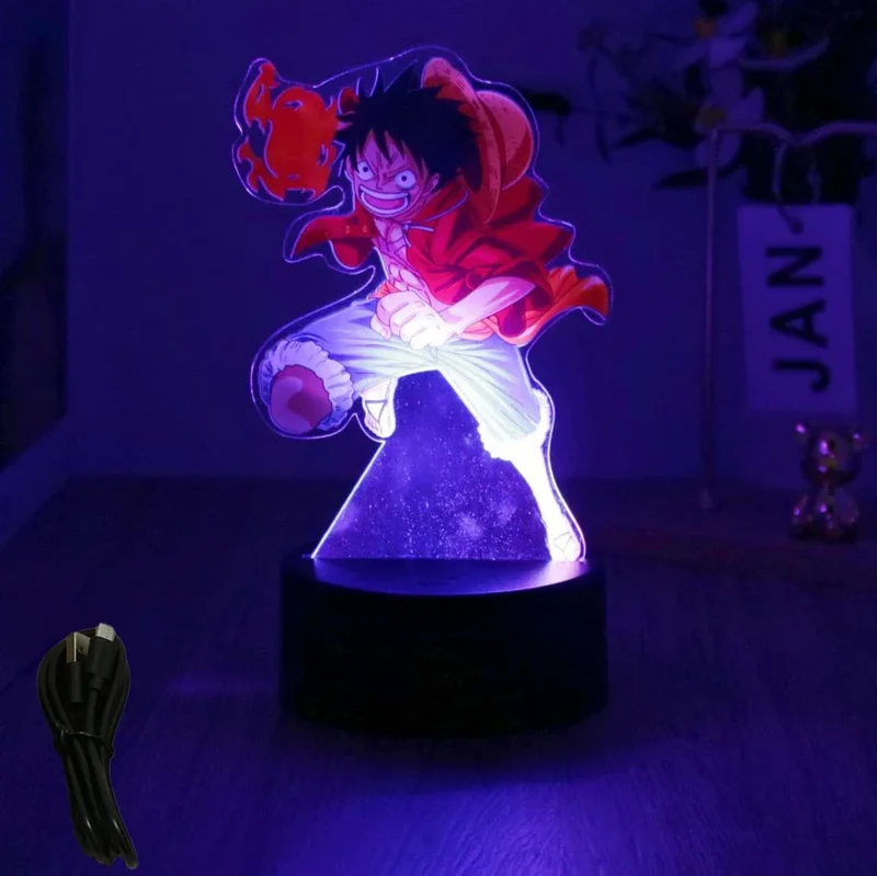 Farbenfrohe One Piece Luffy Nachtlampen, Lampe