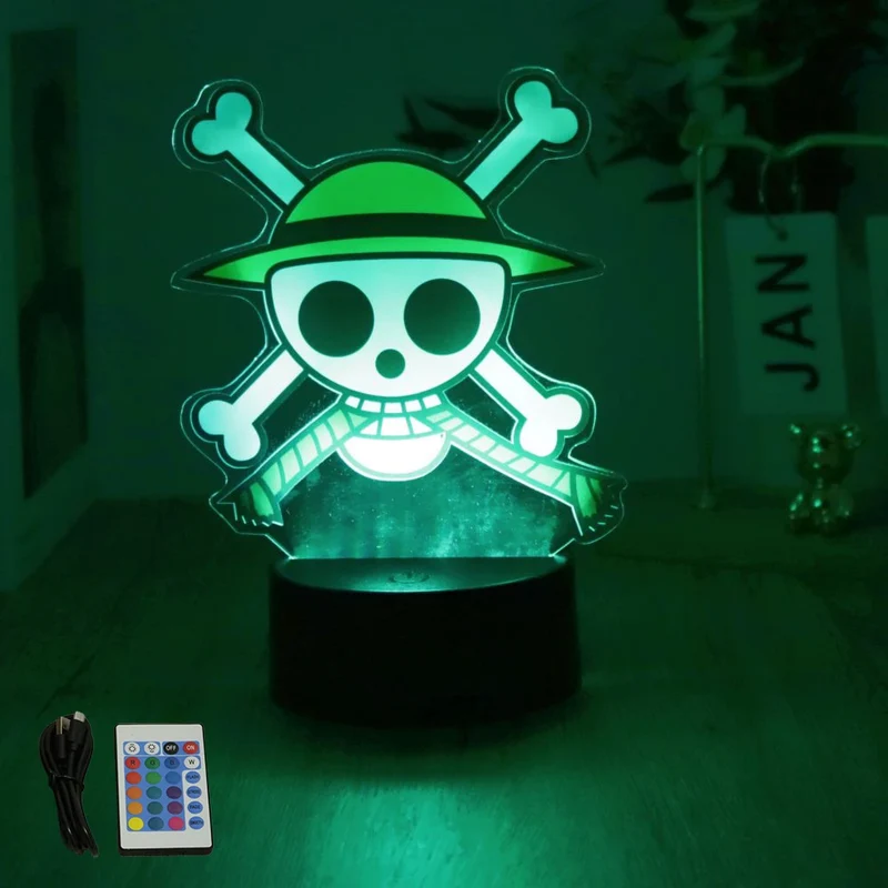 Farbenfrohe One Piece Luffy Nachtlampen, Lampe