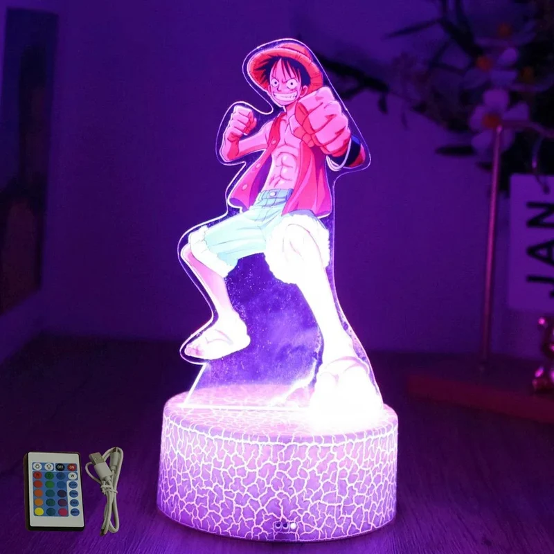 Farbenfrohe One Piece Luffy Nachtlampen, Lampe