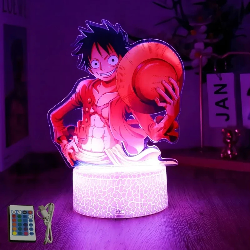 Farbenfrohe One Piece Luffy Nachtlampen, Lampe