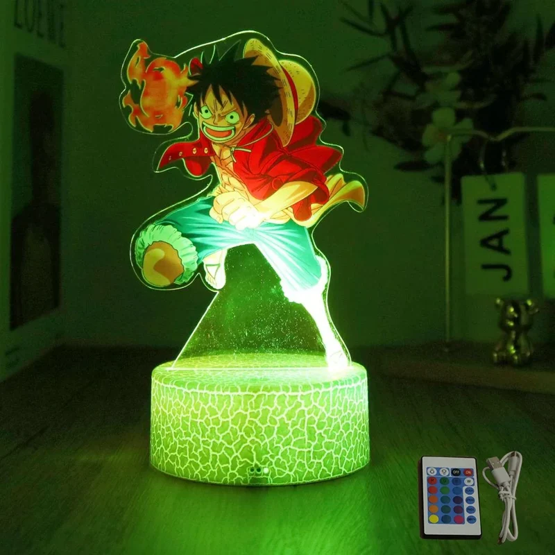 Farbenfrohe One Piece Luffy Nachtlampen, Lampe