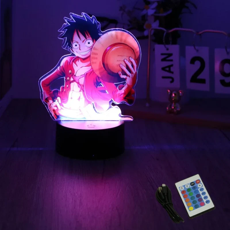 Farbenfrohe One Piece Luffy Nachtlampen, Lampe