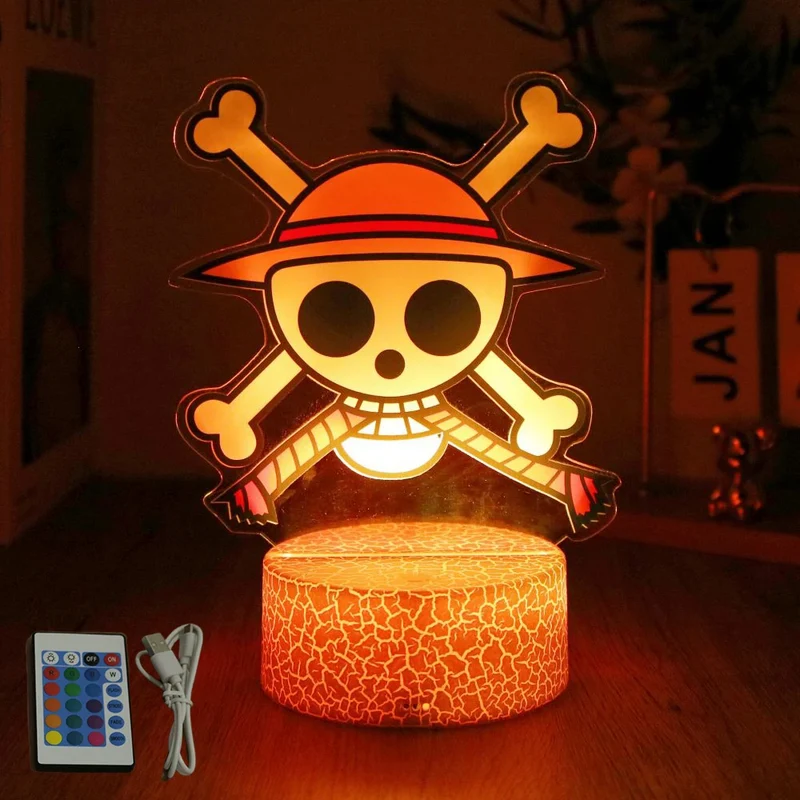 Farbenfrohe One Piece Luffy Nachtlampen, Lampe