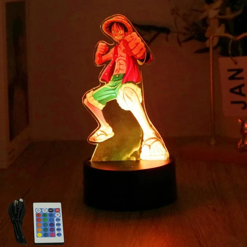 Farbenfrohe One Piece Luffy Nachtlampen, Lampe