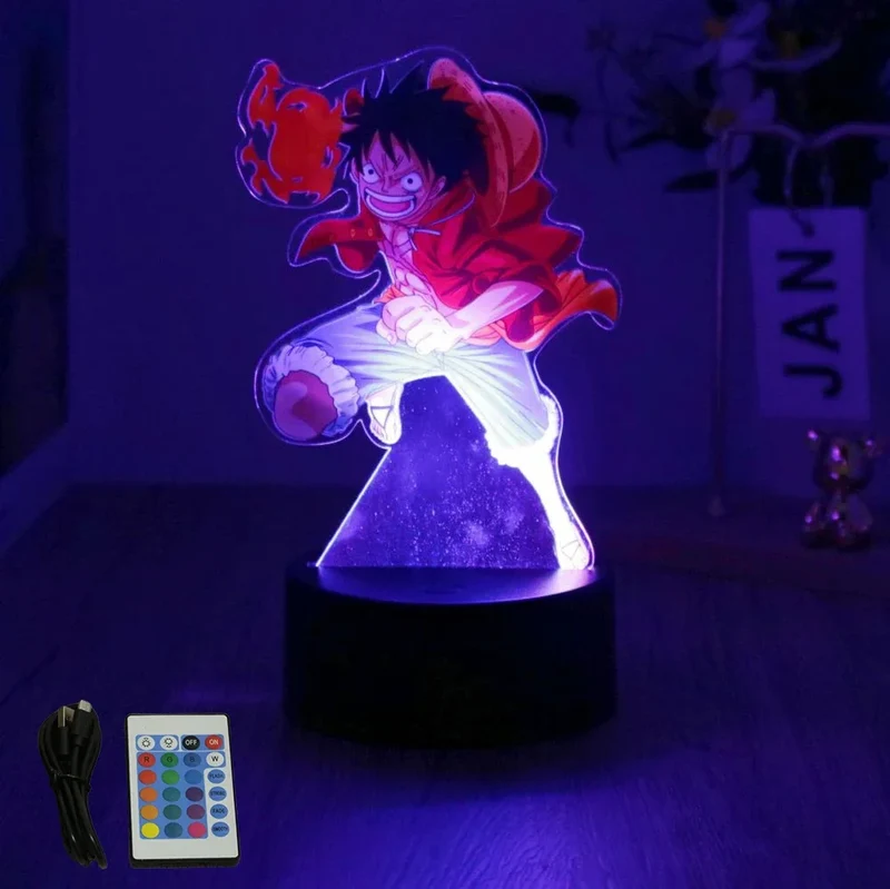 Farbenfrohe One Piece Luffy Nachtlampen, Lampe
