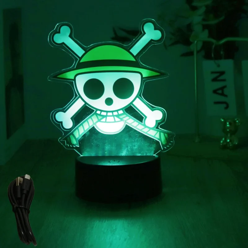 Farbenfrohe One Piece Luffy Nachtlampen, Lampe