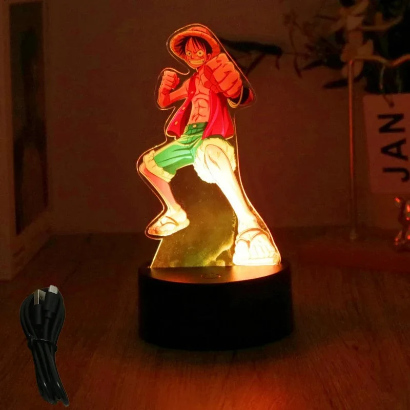 Farbenfrohe One Piece Luffy Nachtlampen, Lampe