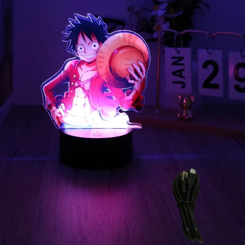 Farbenfrohe One Piece Luffy Nachtlampen, Lampe