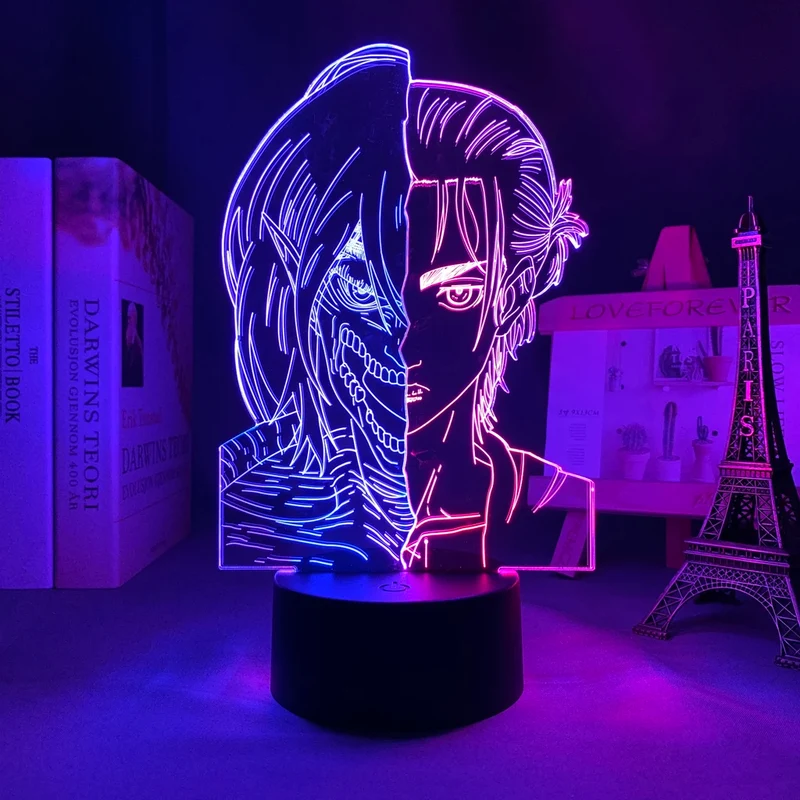 Attack on Titan Anime Lampe Nachtlicht mit Farbwechsel und 3D Effekt