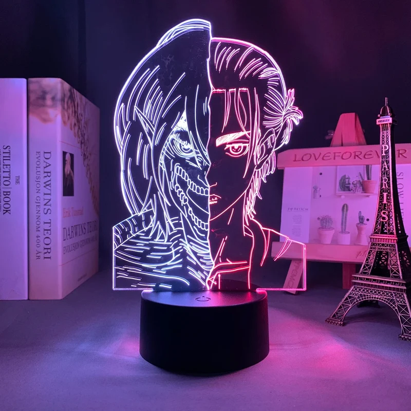 Attack on Titan Anime Lampe Nachtlicht mit Farbwechsel und 3D Effekt