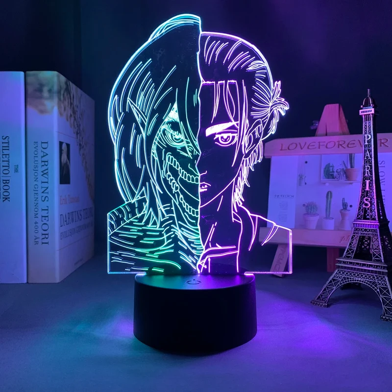 Attack on Titan Anime Lampe Nachtlicht mit Farbwechsel und 3D Effekt