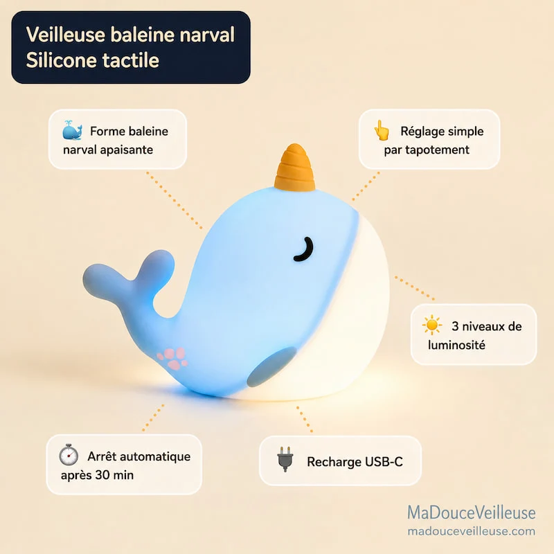 Veilleuse baleine silicone - NarvaLight