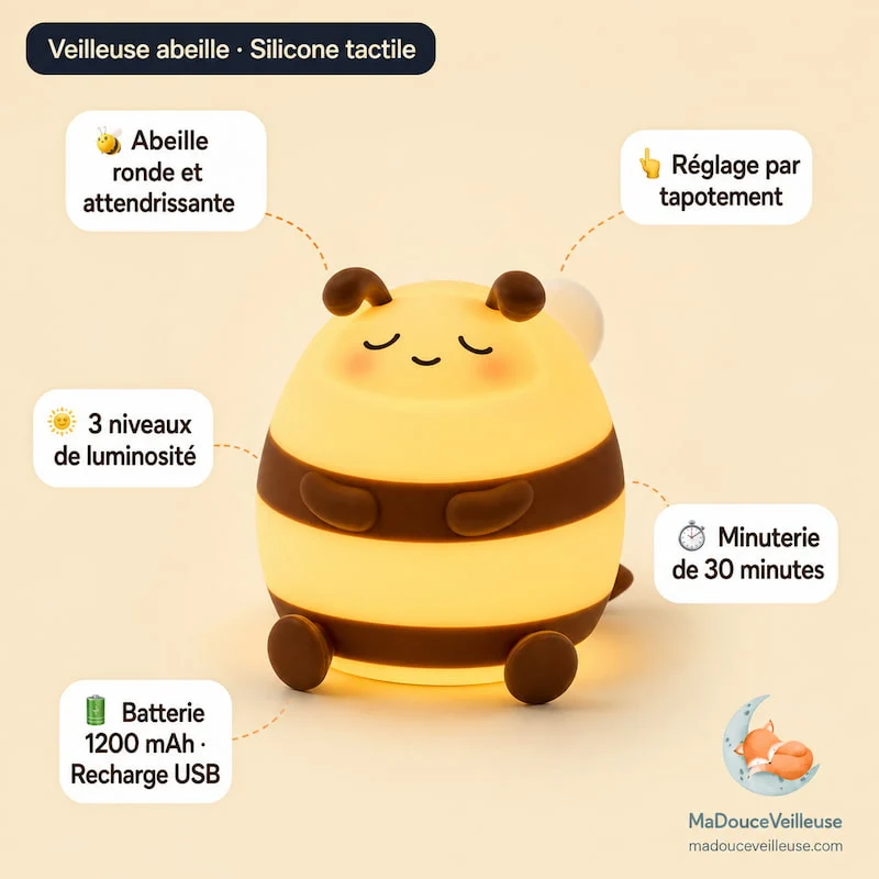 Veilleuse abeille en silicone - BeeLight
