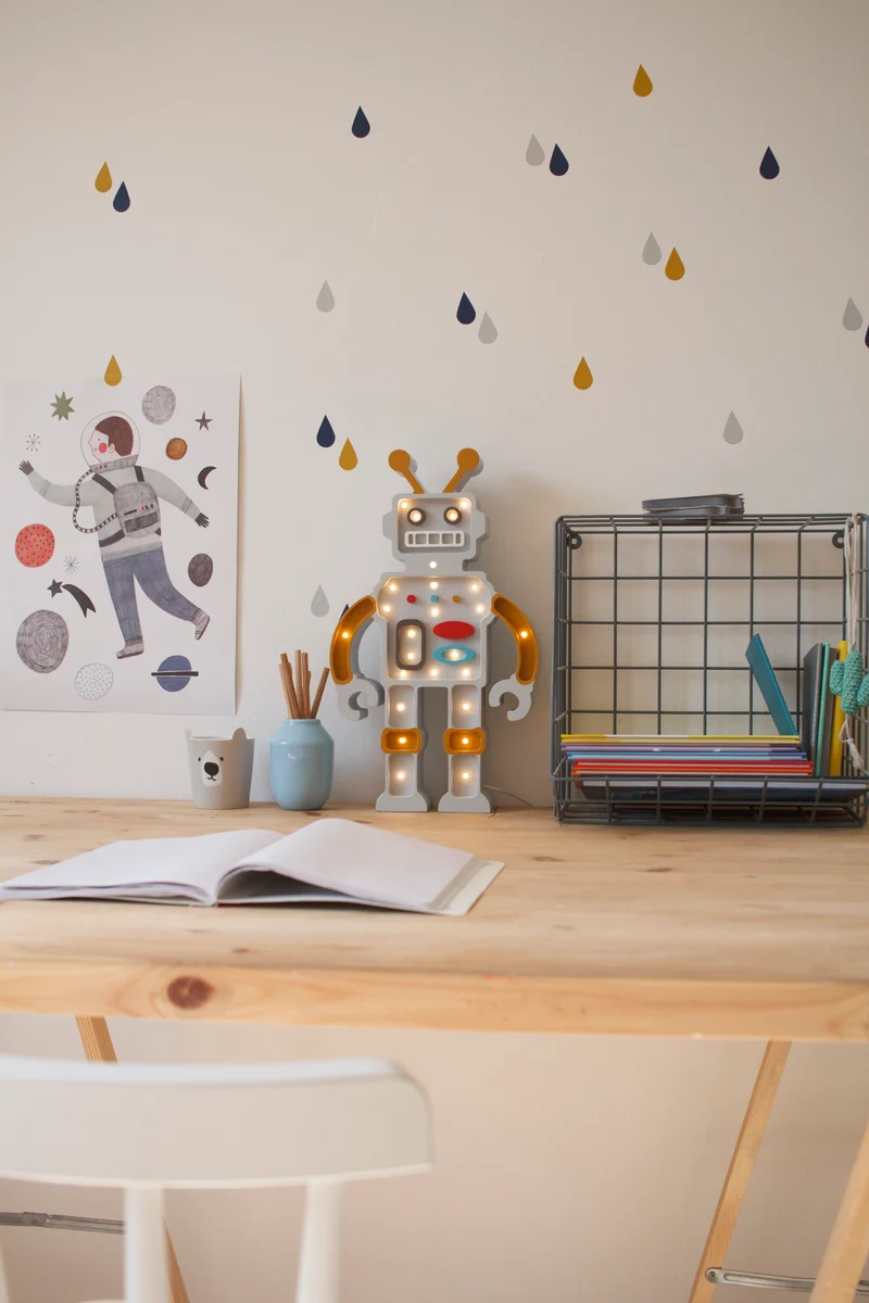 Little Lights Robot Night Light | Metallic Grey