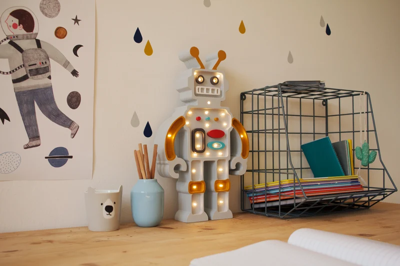 Little Lights Robot Night Light | Metallic Grey