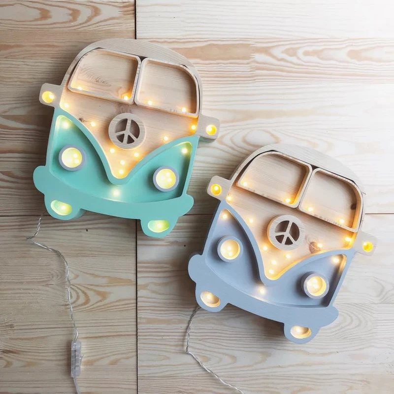 Little Lights Van Night Lamp | Mint Wood