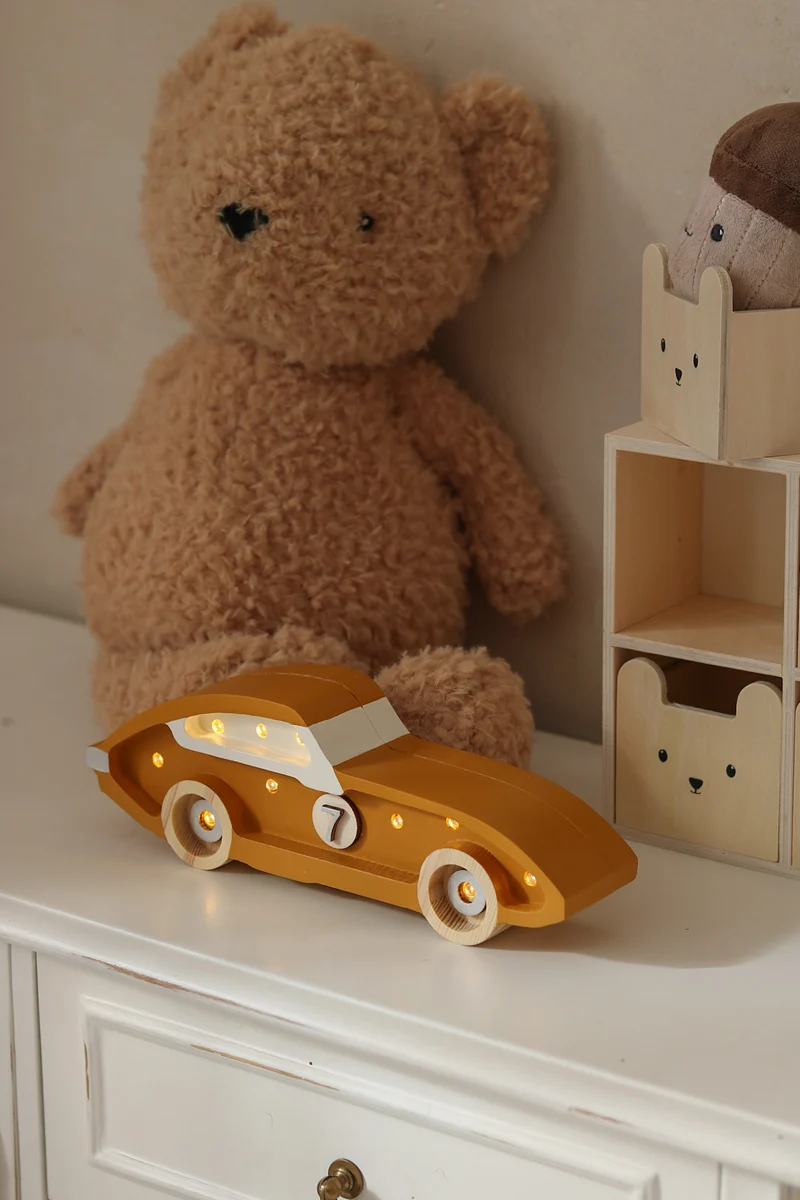 Little Lights Race Car Mini Night Light | Mustard
