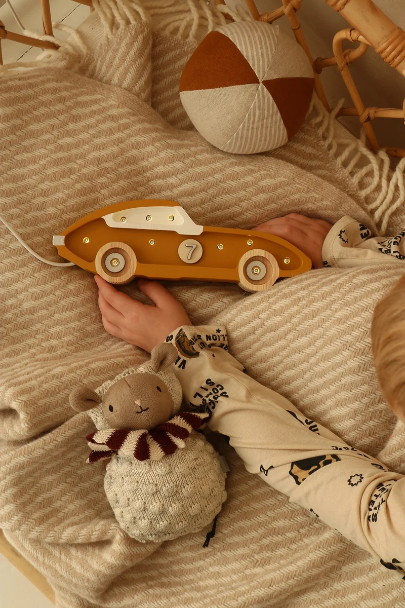 Little Lights Race Car Mini Night Light | Mustard