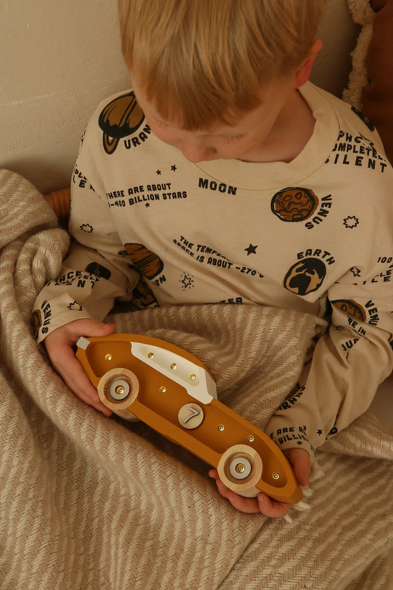 Little Lights Race Car Mini Night Light | Mustard