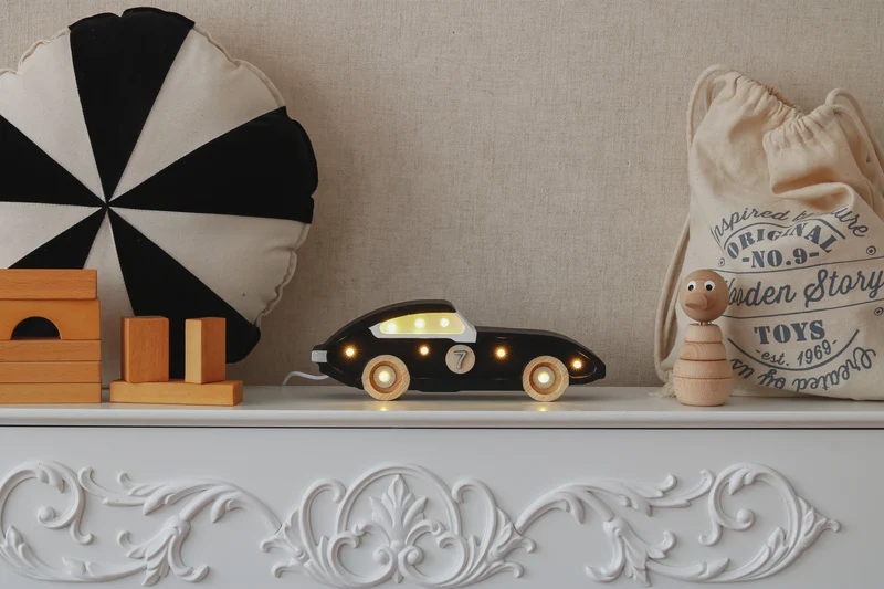 Little Lights Race Car Mini Night Light | Black