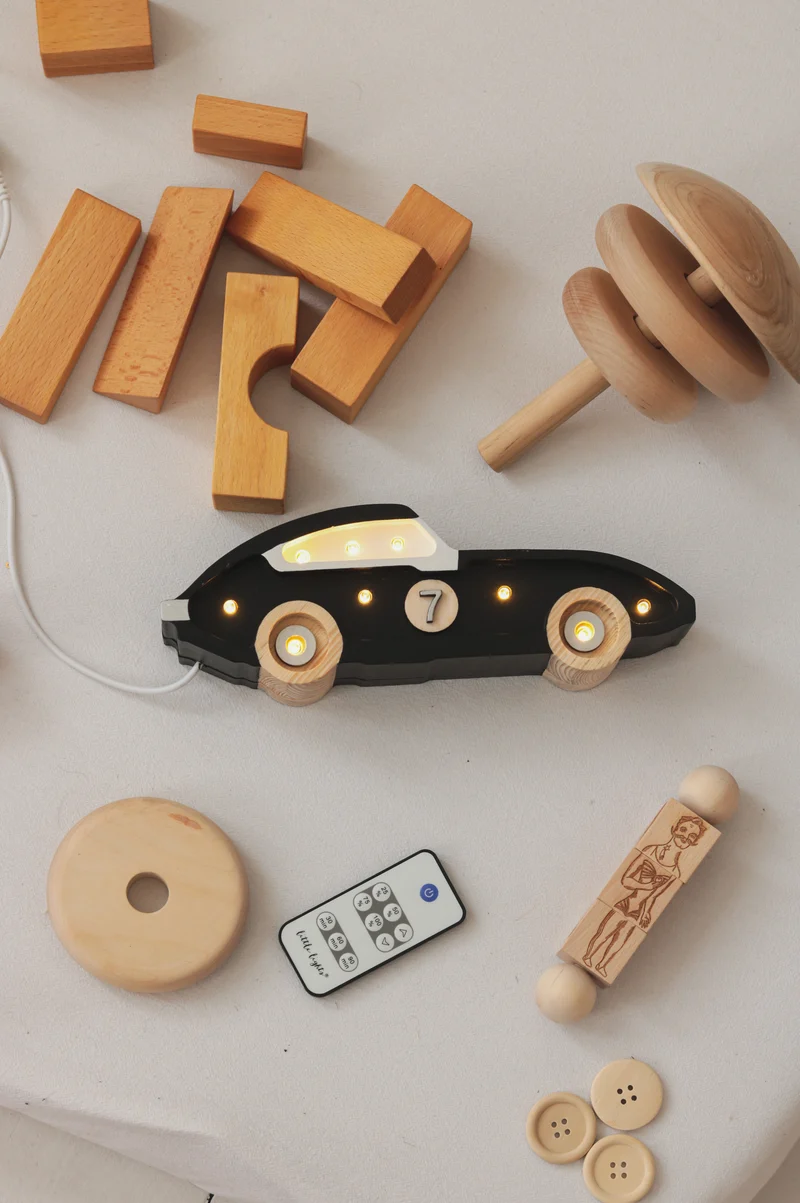 Little Lights Race Car Mini Night Light | Black