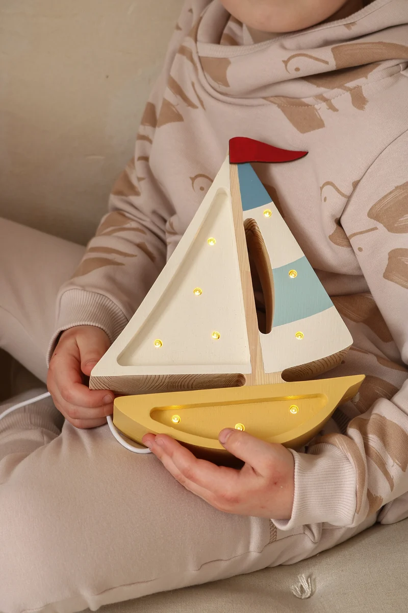 Little Lights Sailboat Night Light | Mustard