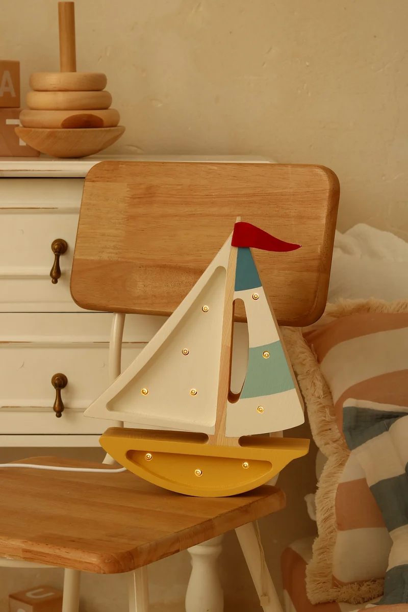 Little Lights Sailboat Night Light | Mustard