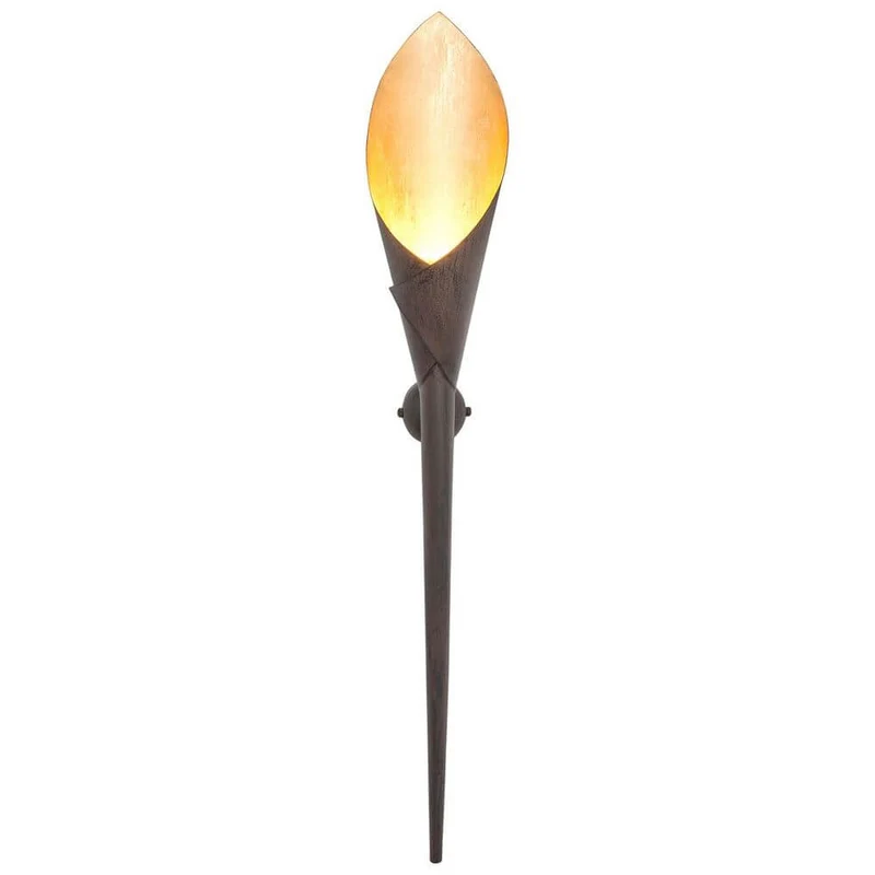 Wandleuchte Fiaccola Grande Eisen Braun-Schwarz-Gold