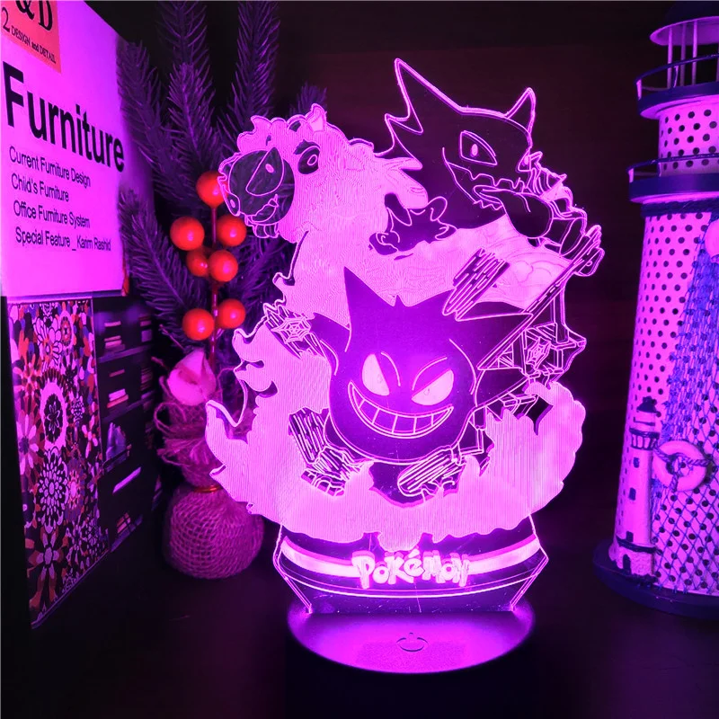 Pokemon Gengar Haunter Gastly 3D Nachtlampe