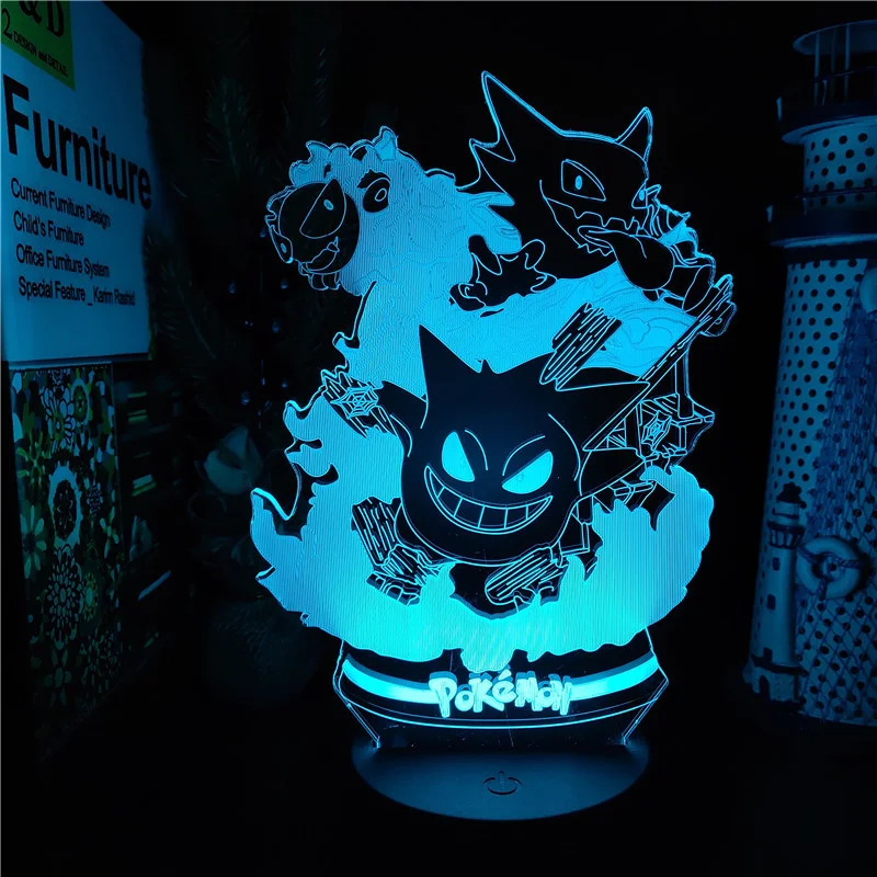 Pokemon Gengar Haunter Gastly 3D Nachtlampe
