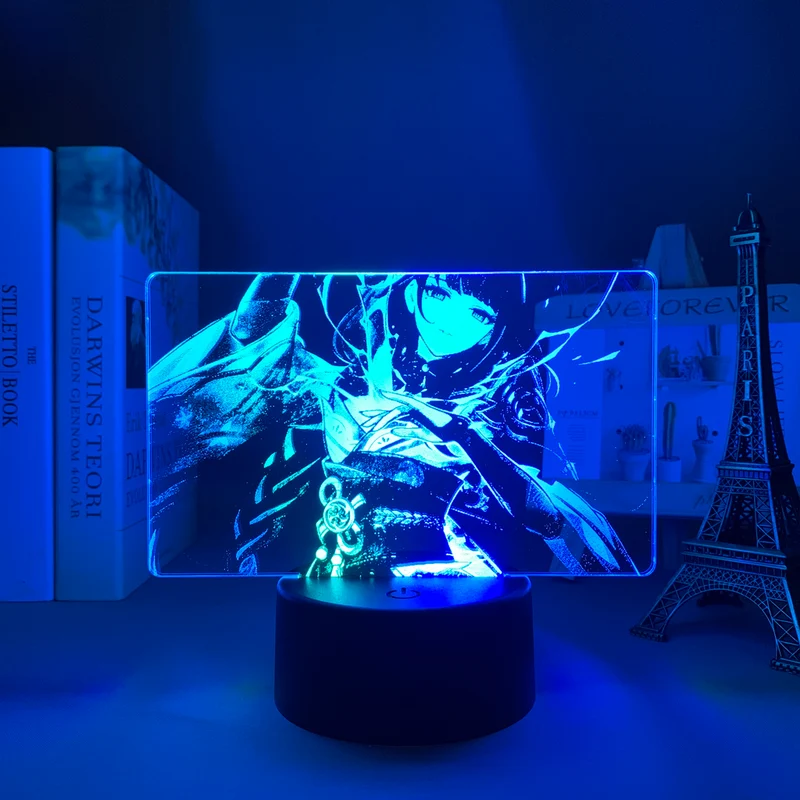 Genshin Impact Raiden Shogun Nacht Licht mit 3D Effekt