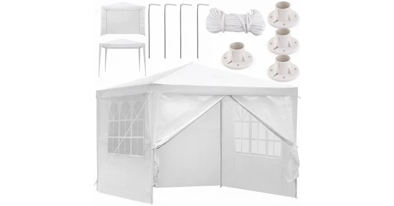 Gartenpavillon 3x3 m Grün mit 4 Seitenwänden – Partyzelt Gartenzelt mit Stahlgestell & PE-Dach für Garten, Terrasse und Events