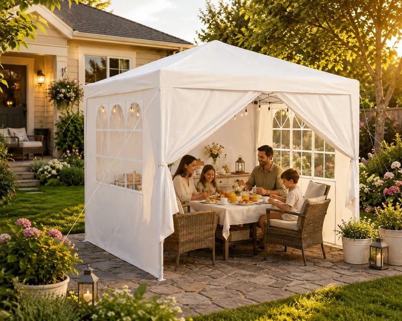 Gartenpavillon 3x3 m Grün mit 4 Seitenwänden – Partyzelt Gartenzelt mit Stahlgestell & PE-Dach für Garten, Terrasse und Events