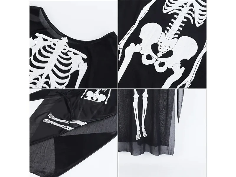 Skelett Kostüm Damen Kinder Halloween Karneval Verkleidung Cosplay Jumpsuit 🎃👻