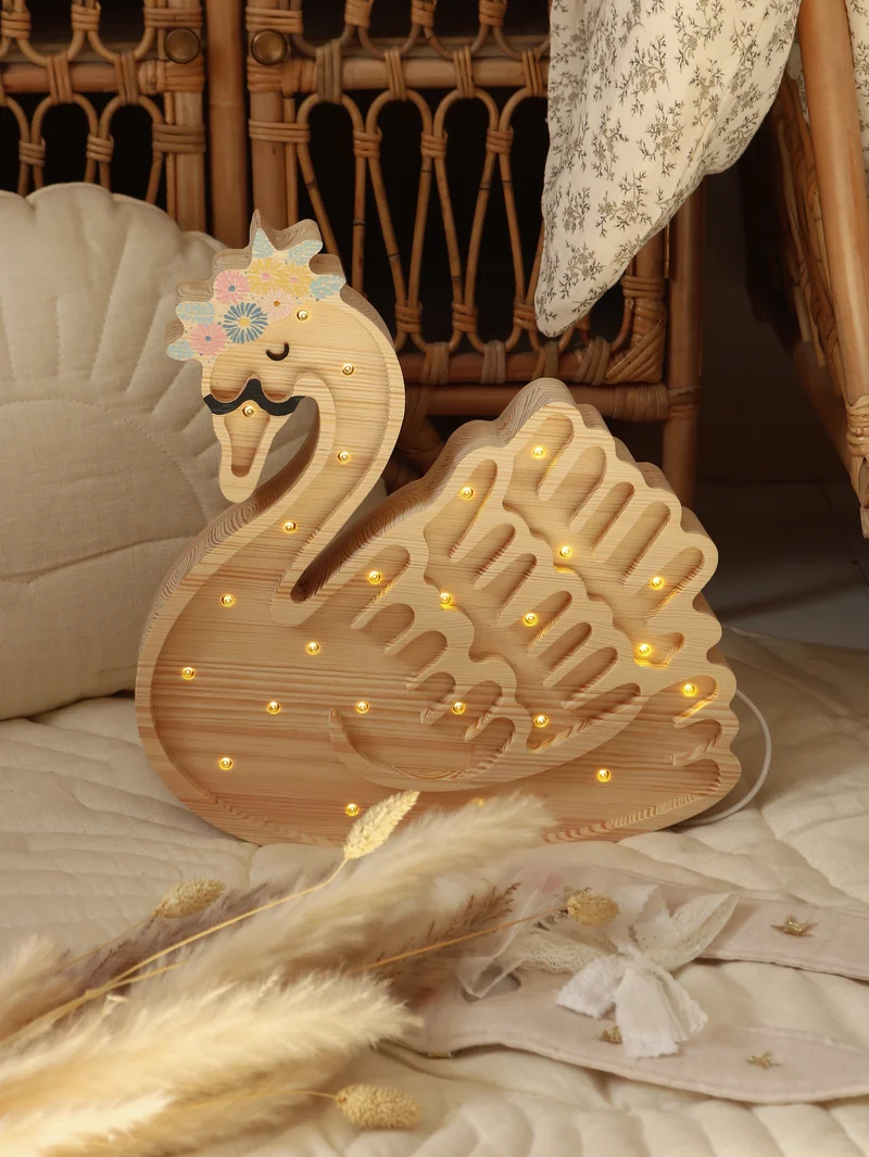 Little Lights Swan Night Light | Wooden Flower