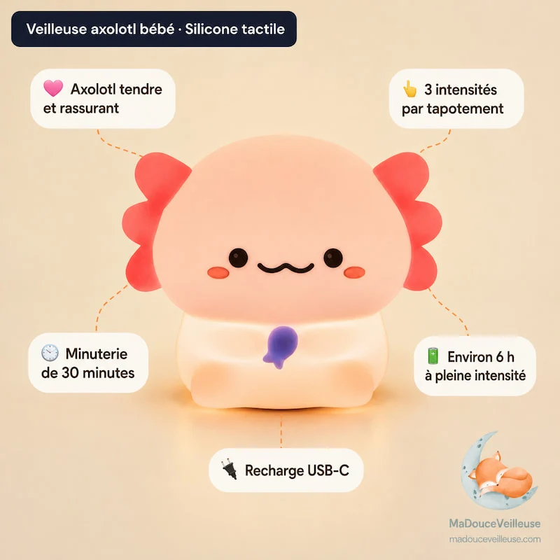 Veilleuse axolotl bébé - BabyAxo