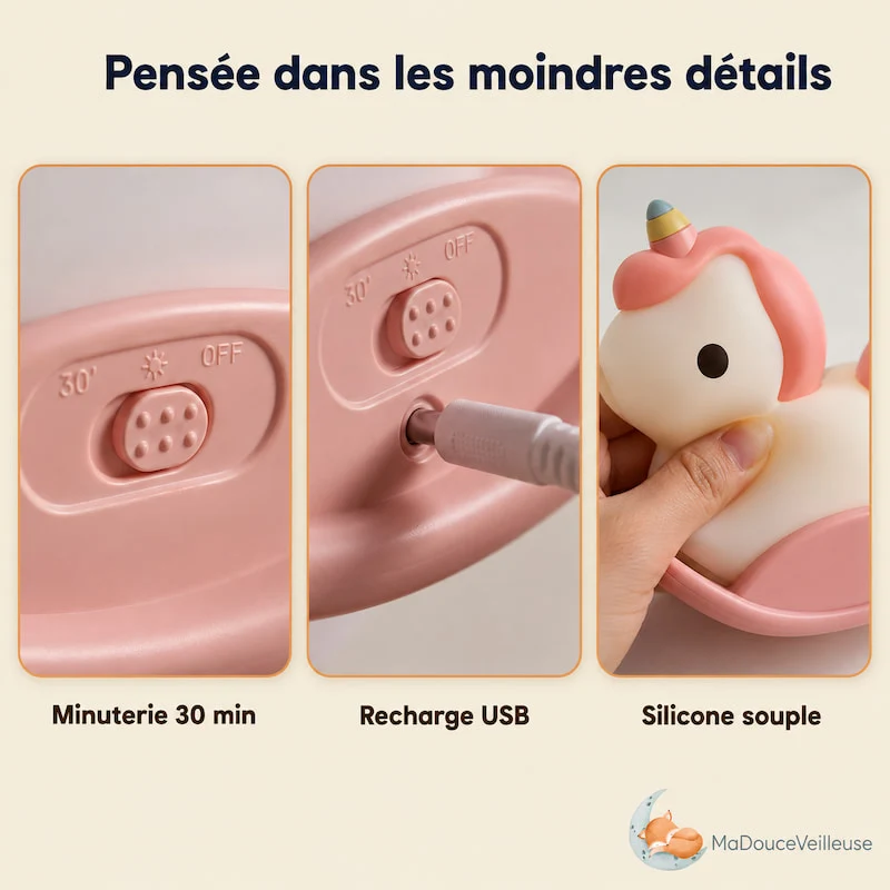 Veilleuse Licorne silicone pour bébé