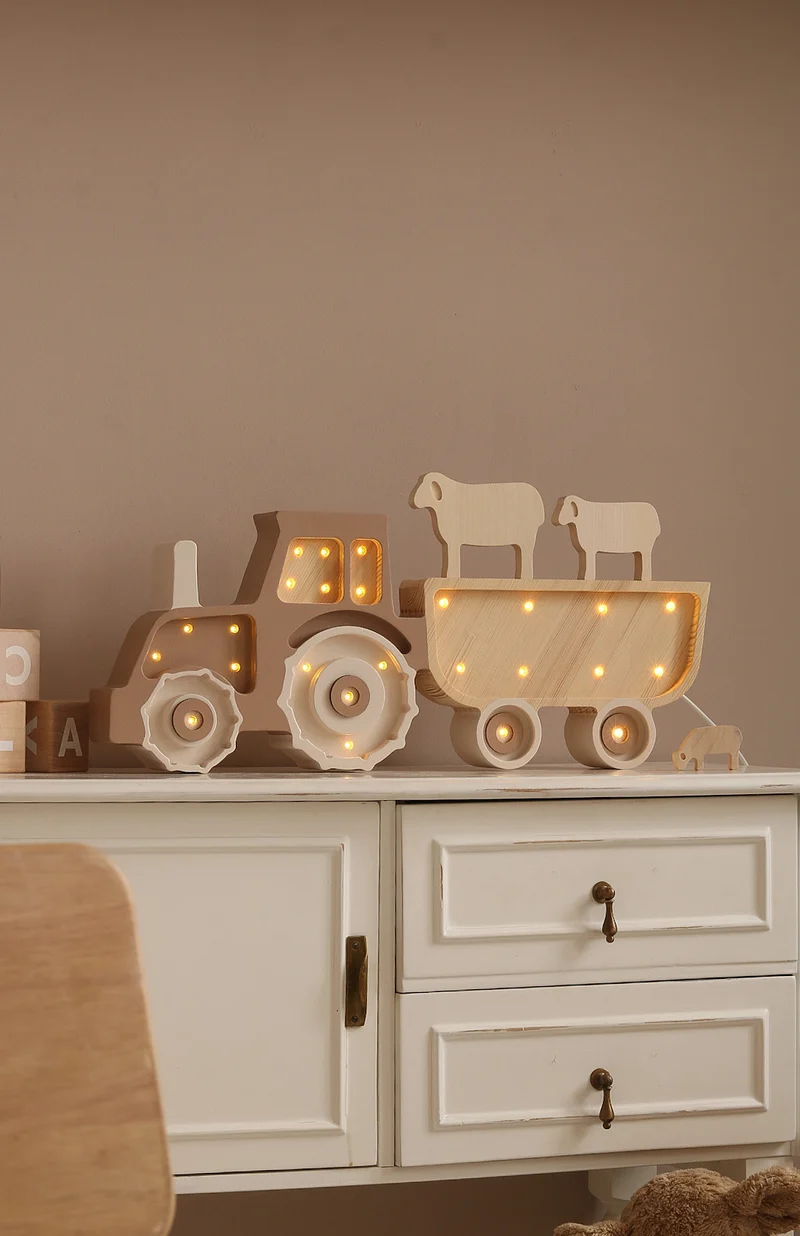 Little Lights Tractor Night Light | Coffee Cream